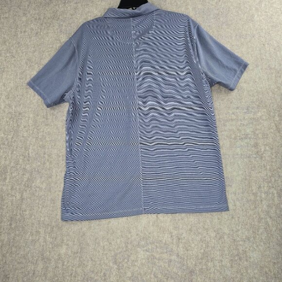 Nike Dri-Fit Mens Polo Shirt Large Gray Striped Short Sleeve Golf Tee - Picture 2 of 7